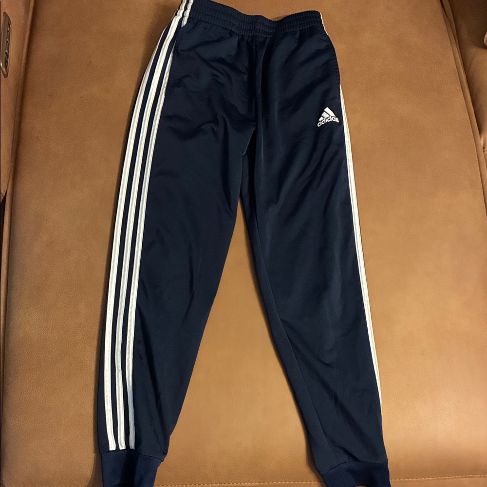 adidas Navy Joggers with White Three-Stripes